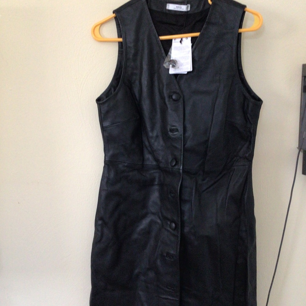 Mango long leather vest